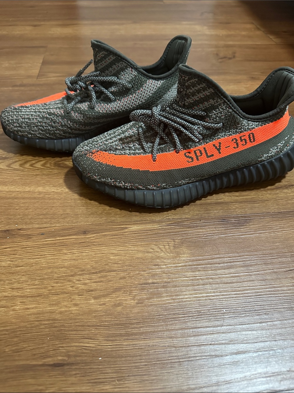 Adidas Yeezy Grey and Orange SPLY-350 Knit Sneakers